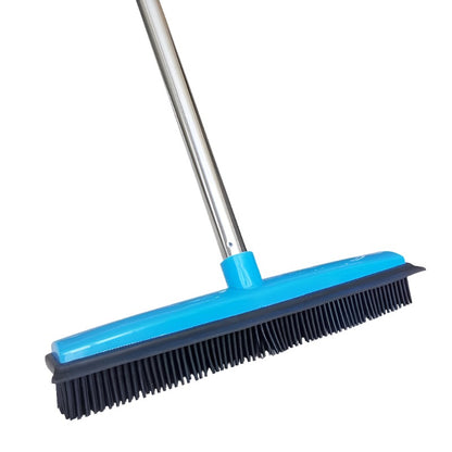 Pet Hair Removal Rubber Broom on hardwood floor