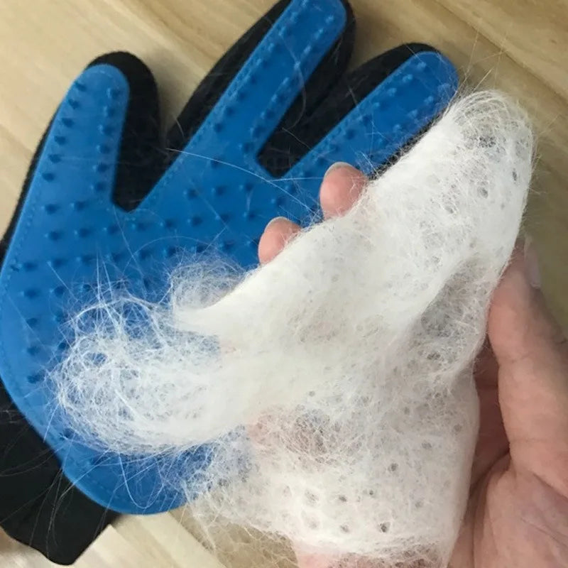 Pet hair brush gloves