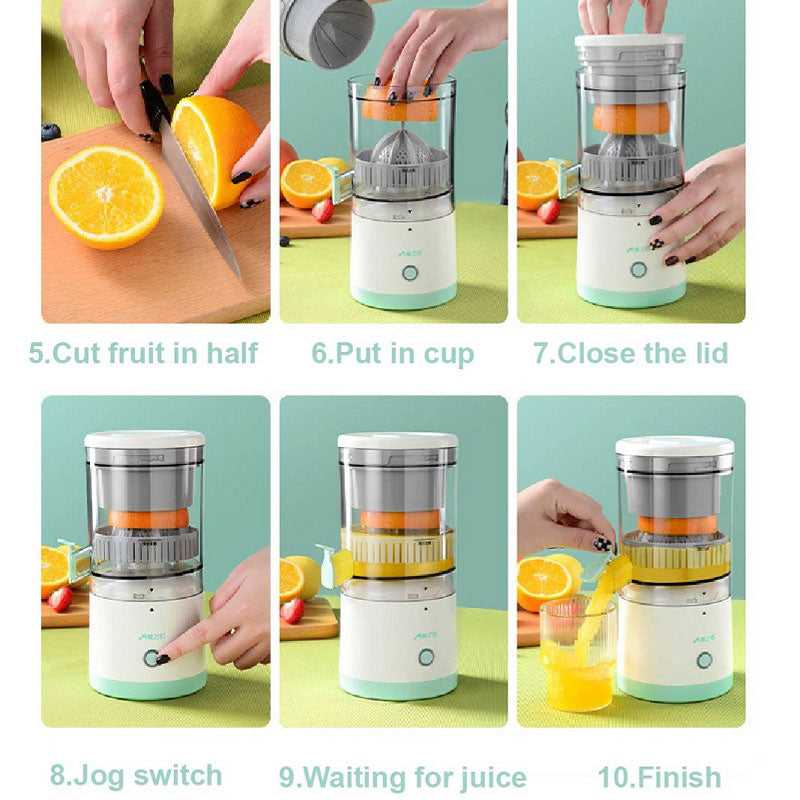 Vibrant orange juicer at work