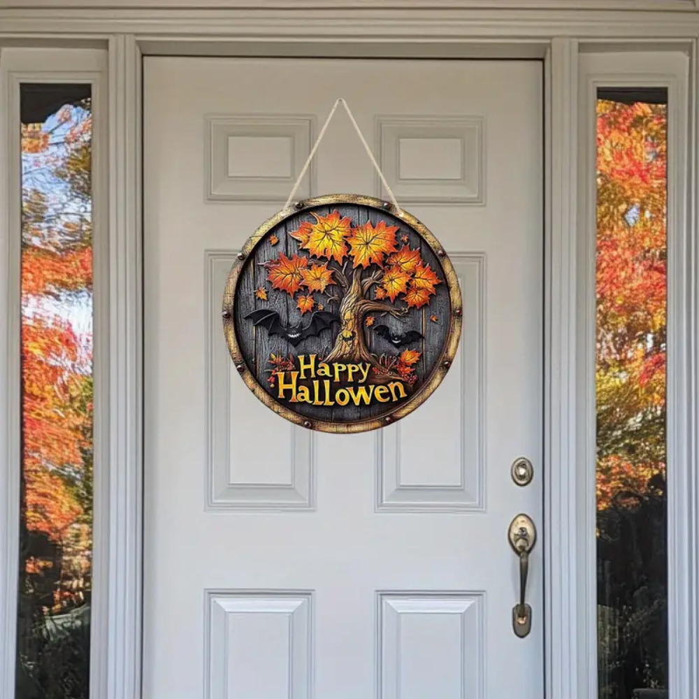 Indoor Halloween wooden wreath