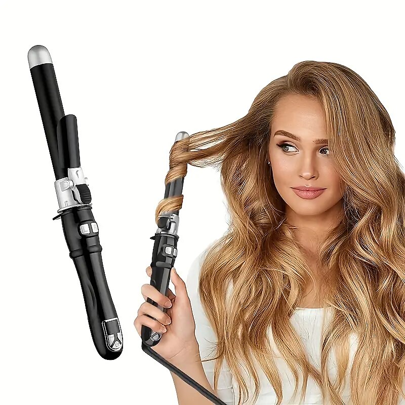 Rotating ceramic barrel hair curler