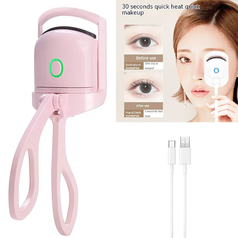 Heated eyelashes curler in action