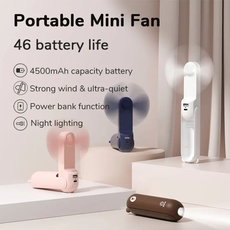 Compact handheld fan for travel