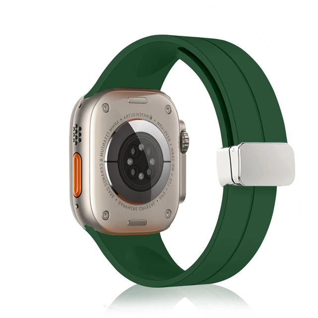 Magnetic Silicone Band in Army Green-silver