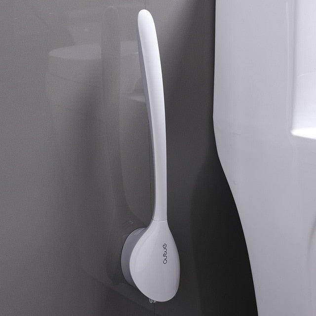 Silicone toilet brush in corner White