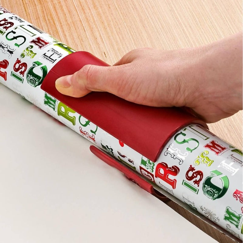 Gift wrap sliding cutter for easy wrapping